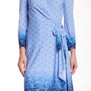 BCBGMAXAZRIA: Adele Blue Floral Wrap Dress (NWOT)
